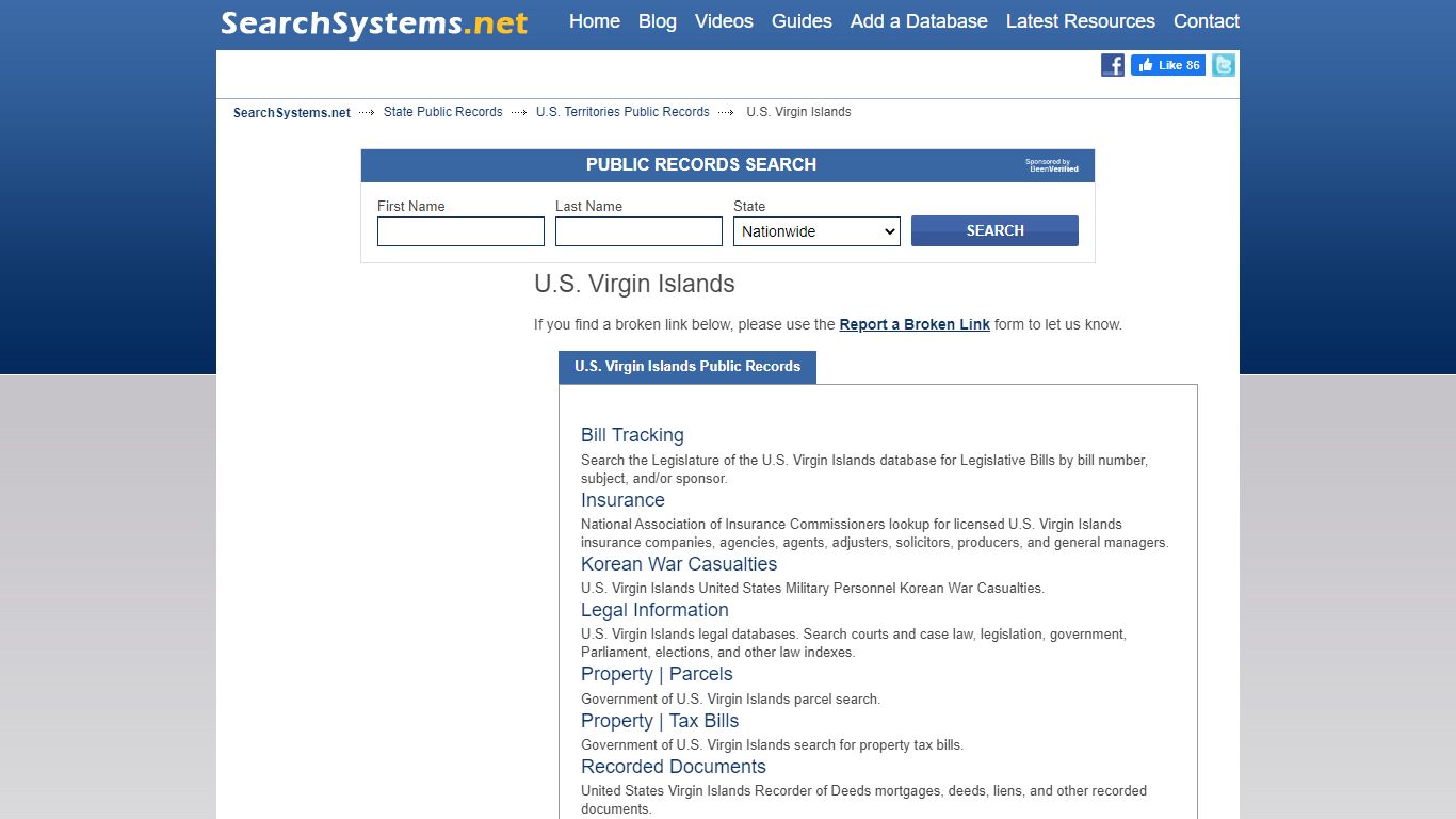 U.S. Virgin Islands Public Records