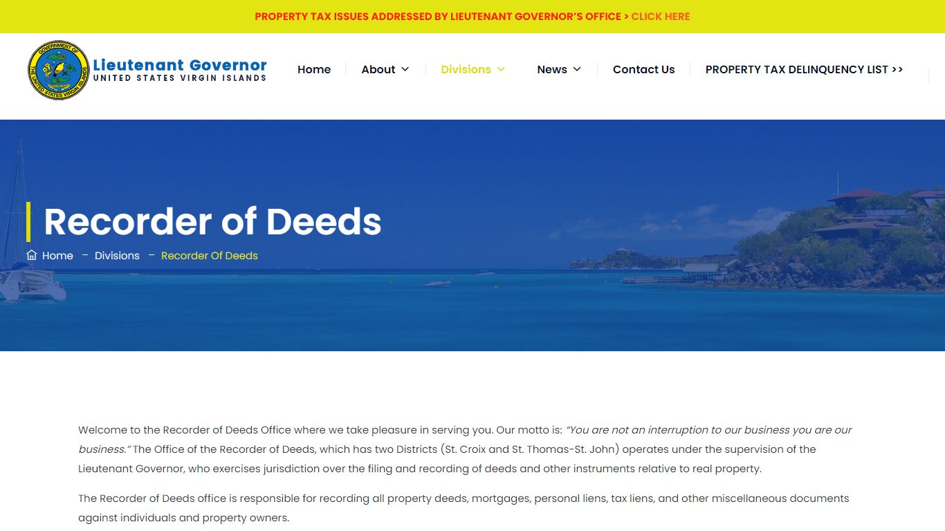 Recorder of Deeds – United States Virgin Islands